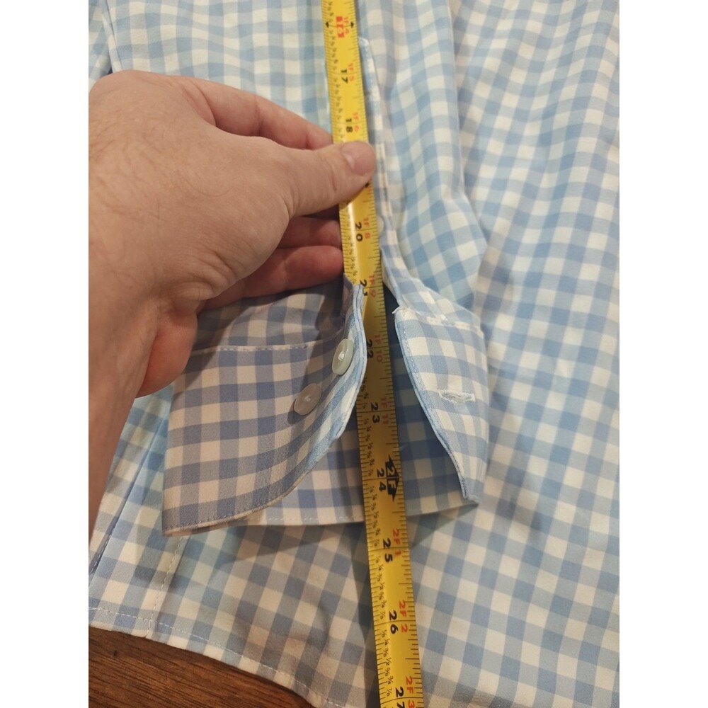 Mizzen+Main Leeward Blue Checkered Button Up Shirt Men's Large Standard Fit - Picture 4 of 6